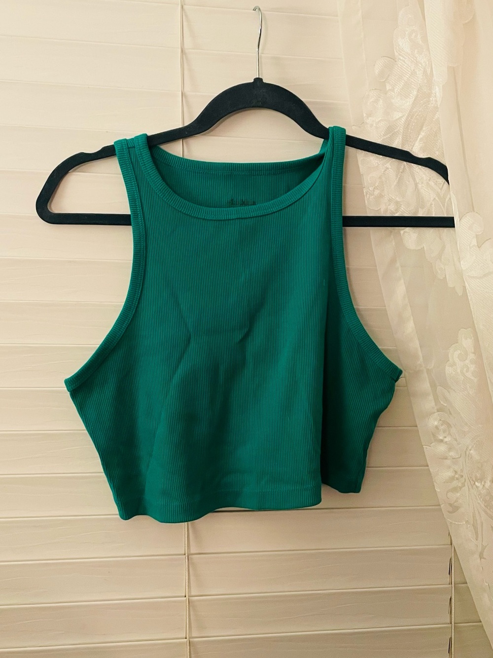 wild fable Ribbed Cropped Tank Top - Teal Green
